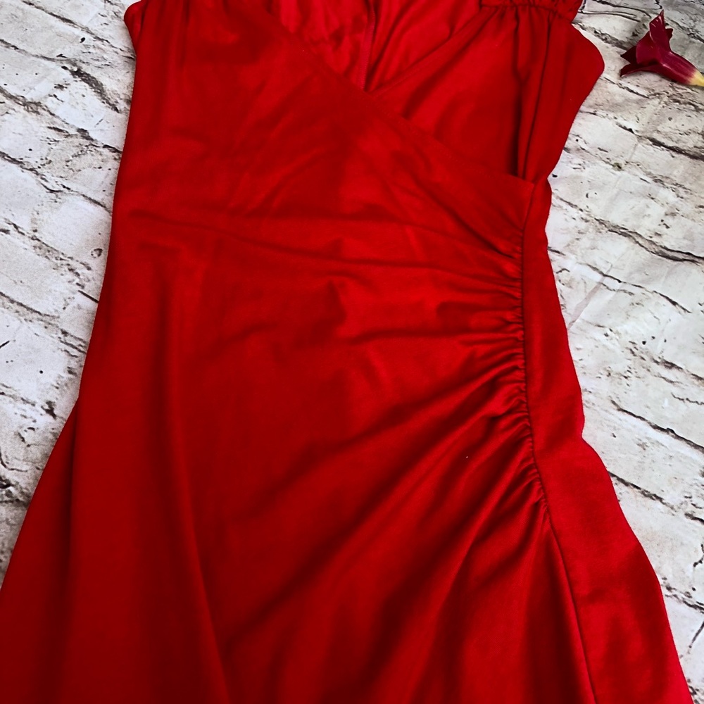 Cache Faux Wrap Ruffle Shoulders Gathered On Side - image 4